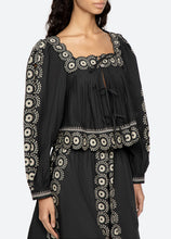Mirabel Print Long Sleeve Top- Black