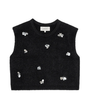 The Embellished Sweater Vest- Black