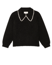 The Crochet Collar Pullover- Black W/ White