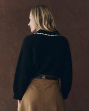 The Crochet Collar Pullover- Black W/ White