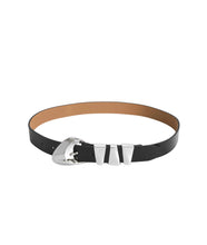 Modern Western Belt in Black- Carbon Black Leather W/ Silver