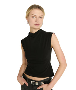 Lulu Mock Neck Top- Jet Black