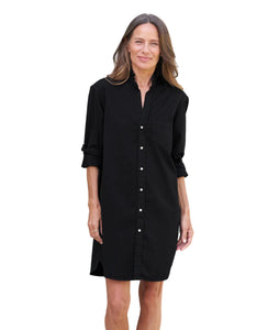 Rufflemary Classic Shirtdress- Blackout