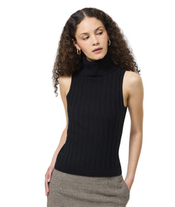 Turtleneck Tank Sweater- Black