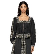 Mirabel Print Long Sleeve Top- Black