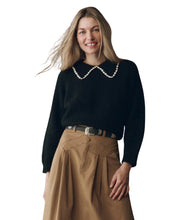 The Crochet Collar Pullover- Black W/ White