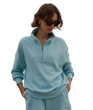 Hawley Half- Zip Sweat- Porcelain Blue
