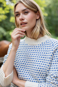 Lodge Sweater- Ivory/ Tidal Birdseye
