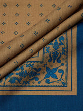 Wool Blend Border Scarf- Sea Blue
