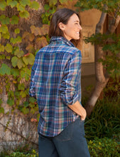 Eileen Relaxed Button Up- Green Blue White Plaid