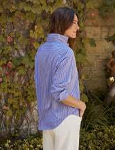 Eileen Relaxed Button-Up Shirt- Multi Blue Stripe