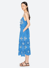 Catharina Embroidered Slip Dress- Blue