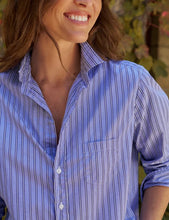 Eileen Relaxed Button-Up Shirt- Multi Blue Stripe