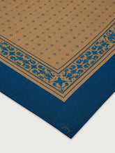 Wool Blend Border Scarf- Sea Blue