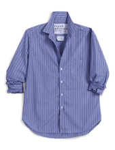 Eileen Relaxed Button-Up Shirt- Multi Blue Stripe