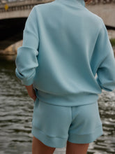 Hawley Half- Zip Sweat- Porcelain Blue