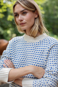Lodge Sweater- Ivory/ Tidal Birdseye