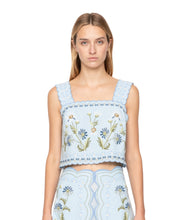 Audra Embroidery Tank Top- Blue