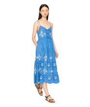 Catharina Embroidered Slip Dress- Blue