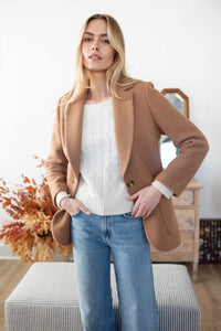 Boiled Wool Blazer- Camel