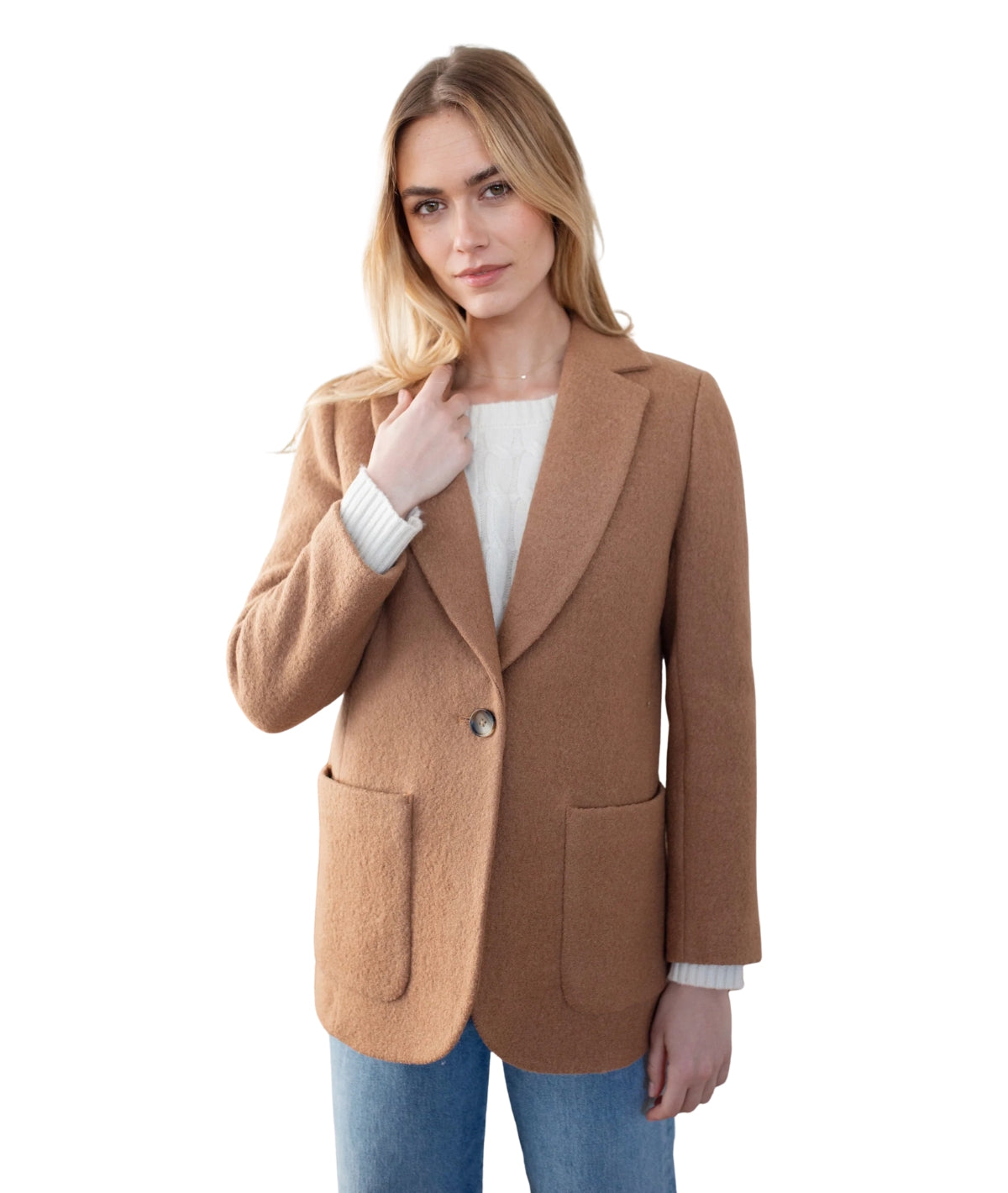 Boiled Wool Blazer- Camel
