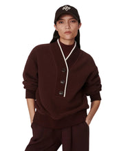 Brenna Button Neck Fleece- Deep Mahogany