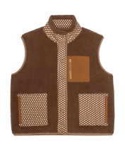 The Plush Crosswind Vest- Hickory w/ Chocolate Dot