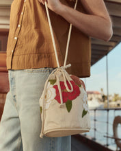 The Embroidered Cinched Bucket Bag- White