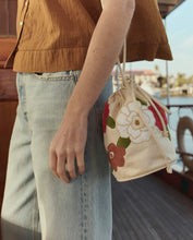 The Embroidered Cinched Bucket Bag- White