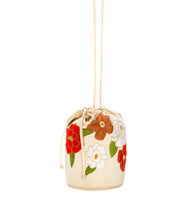 The Embroidered Cinched Bucket Bag- White
