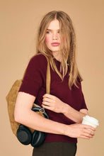 Distressed Sweater T-shirt- Burgundy