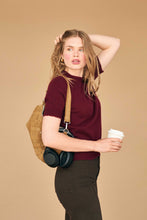 Distressed Sweater T-shirt- Burgundy