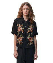 The Tavern Button Up W/ Bouquet Floral Embroidery- Black