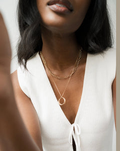 Callie Ring Pendant Necklace- Gold