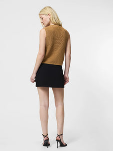 Mozart Crew Neck Sleeveless Vest- Camel