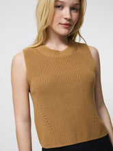 Mozart Crew Neck Sleeveless Vest- Camel