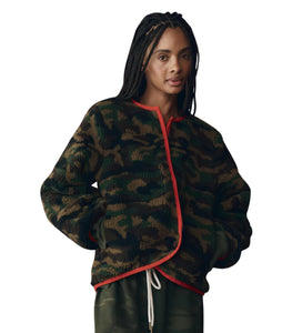 The Reversible Plush Bomber- Camo/ Hot Red