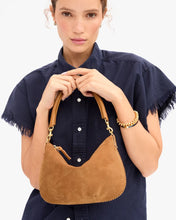 Petit Moyen Messenger- Suede w/ Whipstitch Caramel