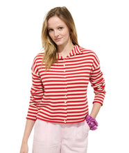 Taylor Striped Cardigan- Ivory/ Red