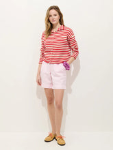 Taylor Striped Cardigan- Ivory/ Red