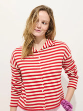 Taylor Striped Cardigan- Ivory/ Red