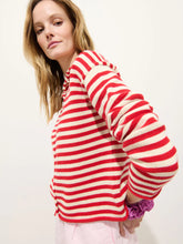 Taylor Striped Cardigan- Ivory/ Red