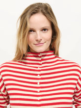 Taylor Striped Cardigan- Ivory/ Red