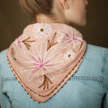 Chainstitch Silk Noil Bandana- Ash Pink Daisies