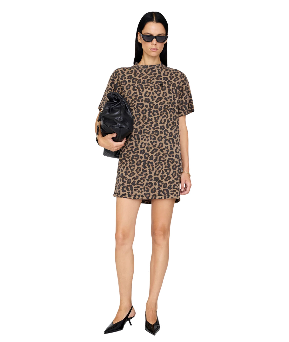 Beth Mini Dress- Black and Brown Leopard