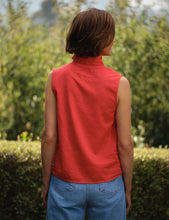 Sleeveless Polo Shirt- Cherry