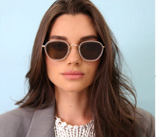 Prince Tate Sunglasses- Citrine/ Gold w/ Grey Flate Lenses