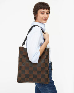 Carryall Clutch w/ Tabs- Nappa & Suede Oversized Checker