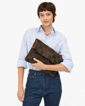 Carryall Clutch w/ Tabs- Nappa & Suede Oversized Checker