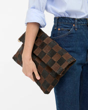 Carryall Clutch w/ Tabs- Nappa & Suede Oversized Checker